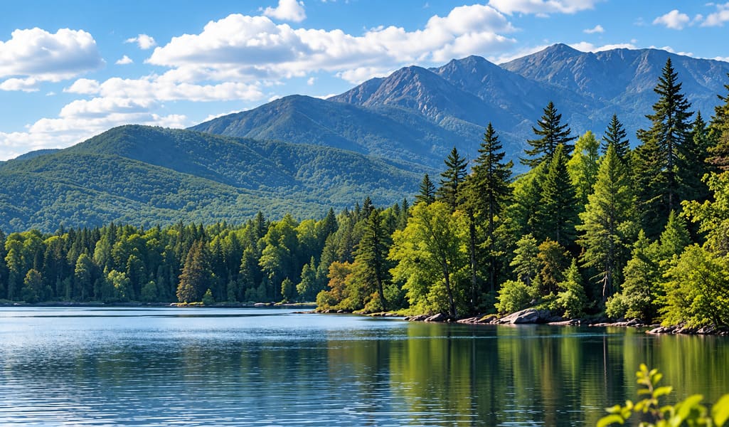 Adirondack mountains overlooking a lake